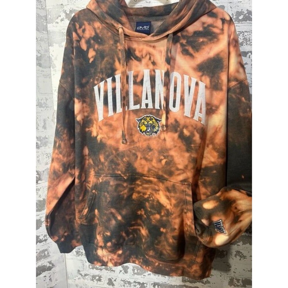 Old Varsity  Villanova Wildcats Tie-Dye Acid Wash Hoodie 2X Womens unisex